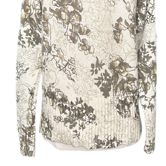 J. JILL Botanical Print Chunky Sweater Turtleneck Cotton Angora Blend Size Large - Picture 9 of 13
